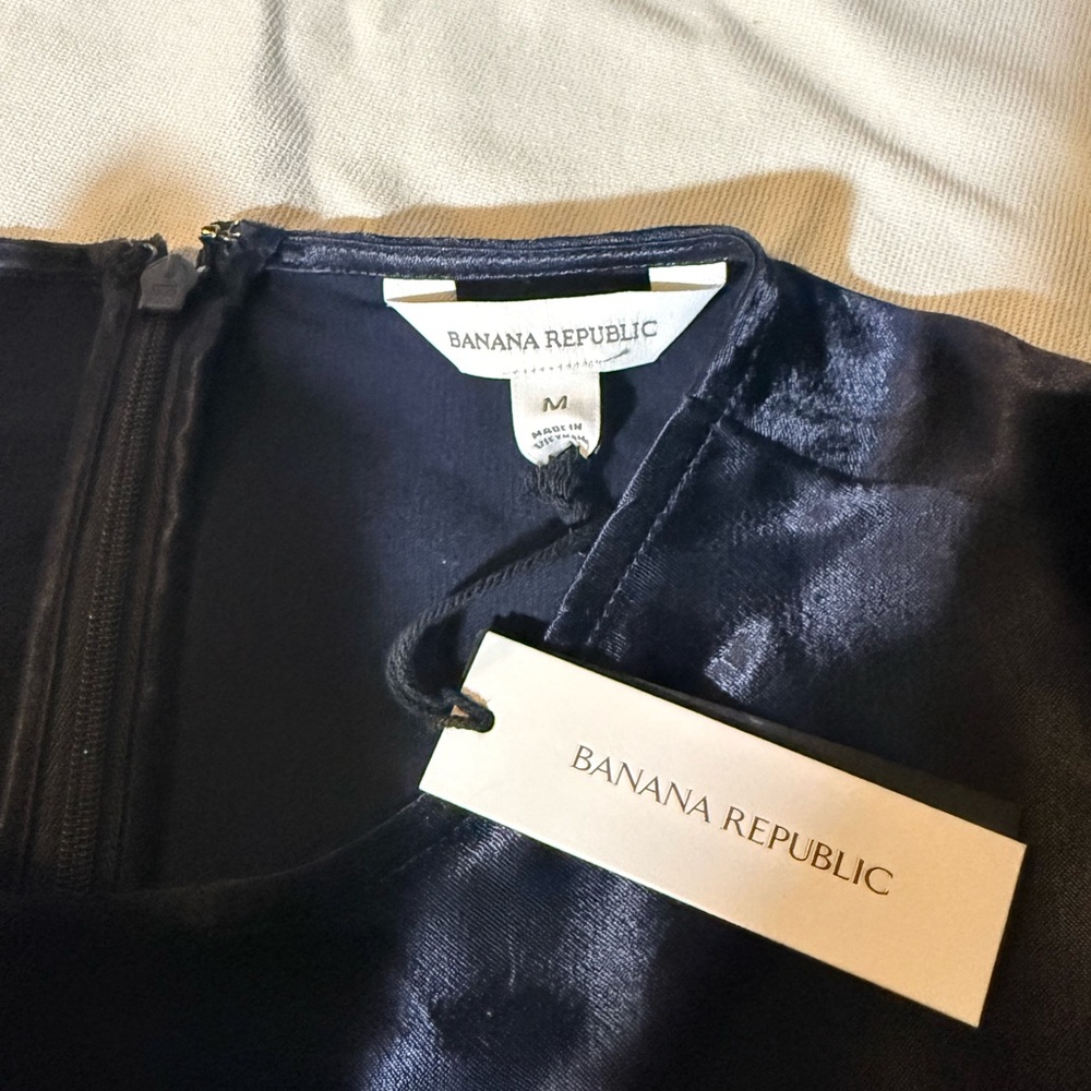 Banana Republic Midnight Blue Satin Midi Dress